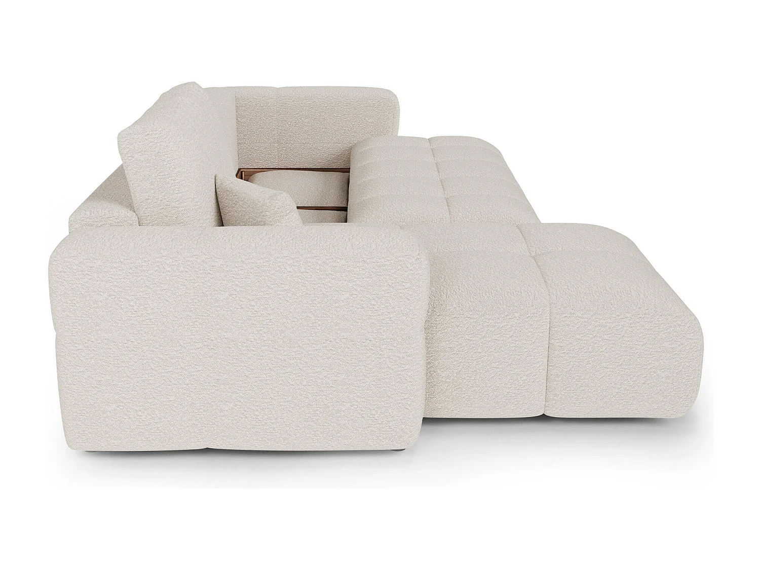 Canapé d'angle gauche convertible avec coffre VIBE en Tissu bouclette