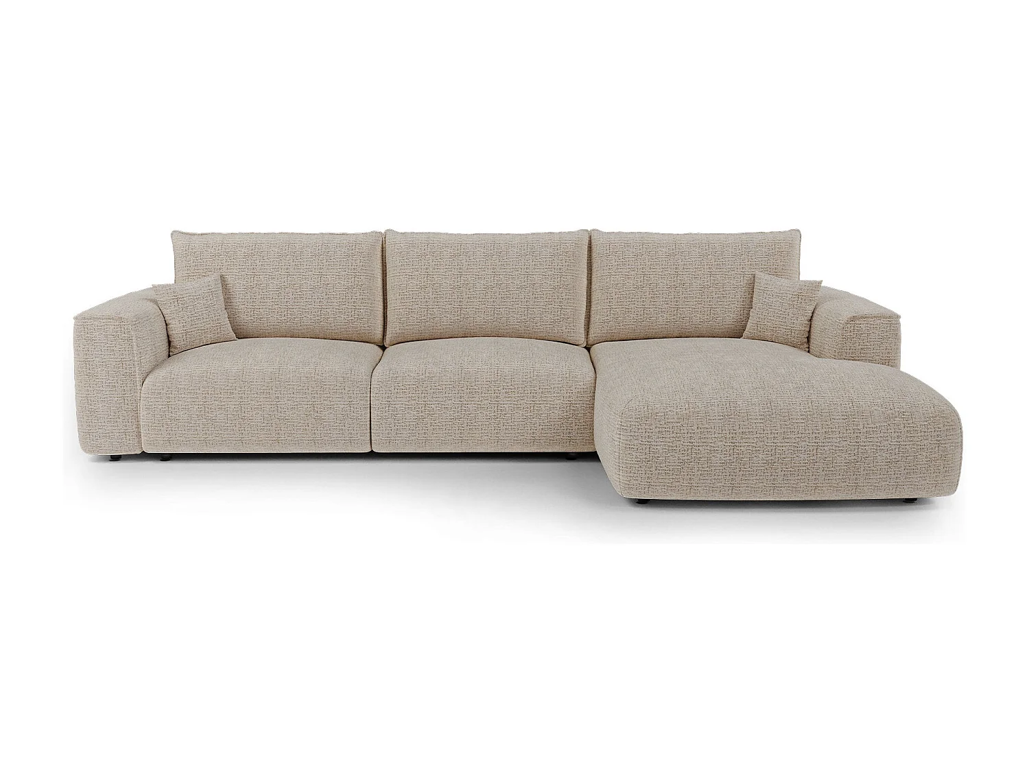 Canapé d'angle droit convertible avec coffre COMO en Tissu tramé  toucher doux