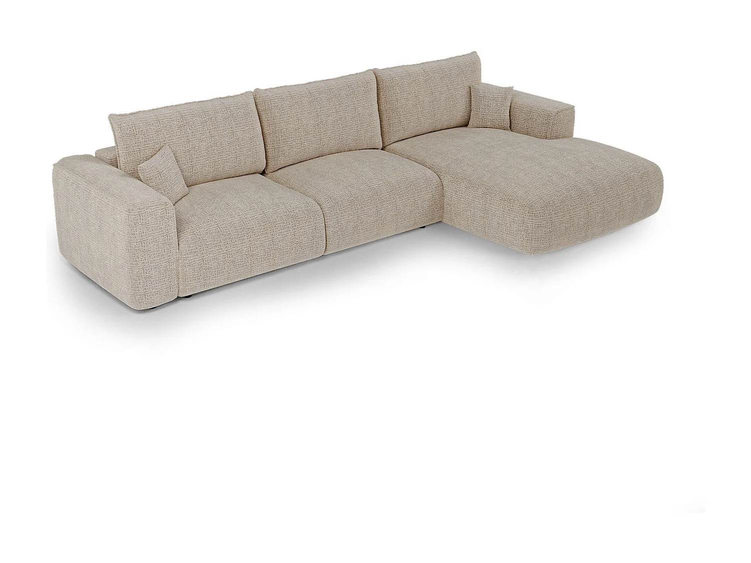 Canapé d'angle droit convertible avec coffre COMO en Tissu tramé  toucher doux