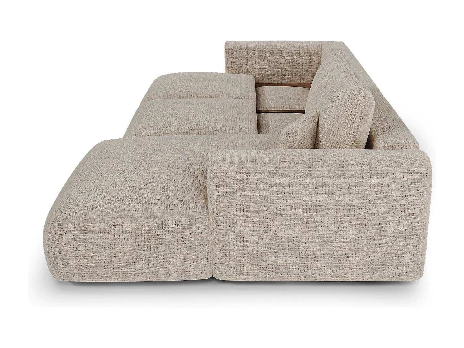 Canapé d'angle droit convertible avec coffre COMO en Tissu tramé  toucher doux