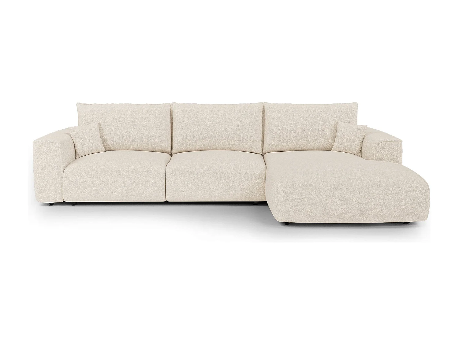 Canapé d'angle droit convertible express COMO en Tissu bouclette