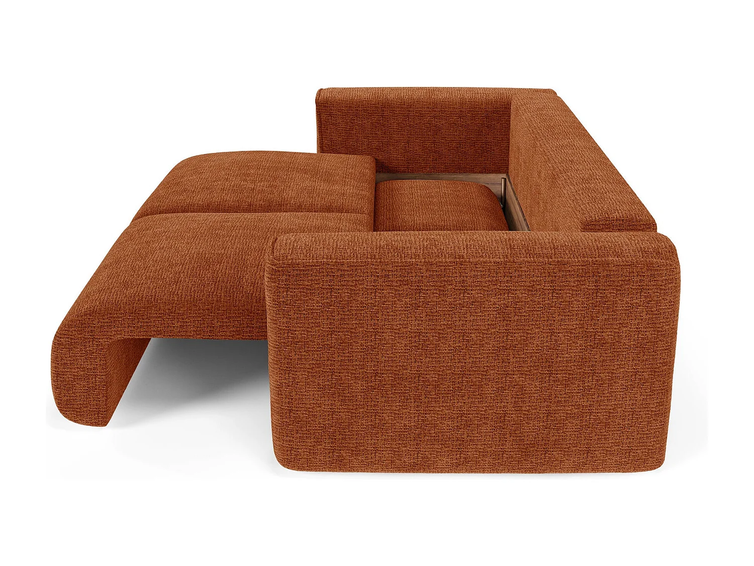 Canapé convertible avec coffre COMO en Tissu tramé toucher doux