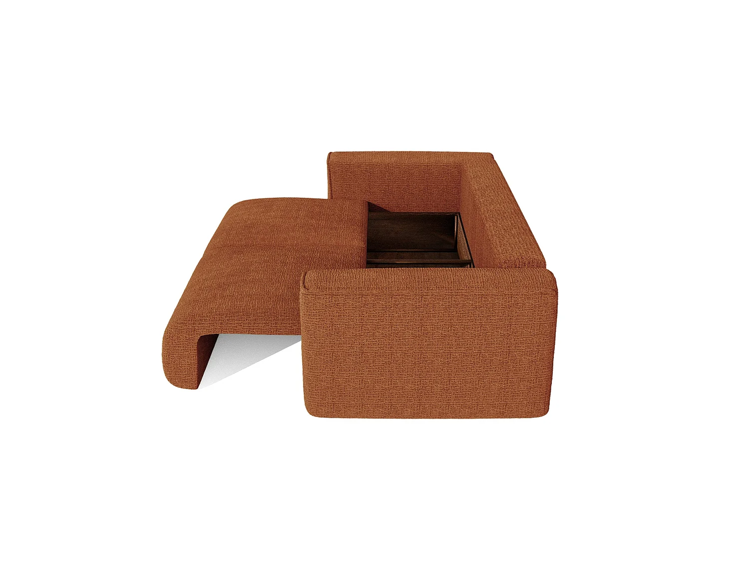 Canapé convertible avec coffre COMO en Tissu tramé toucher doux