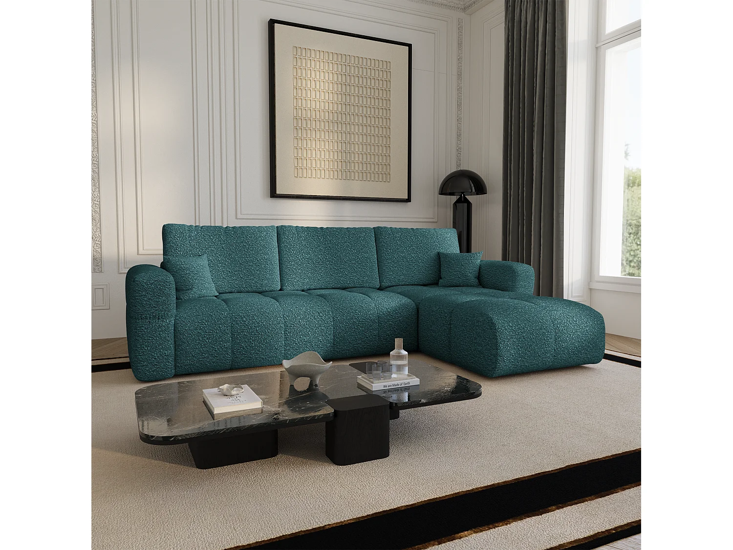 Canapé d'angle droit convertible avec coffre VIBE