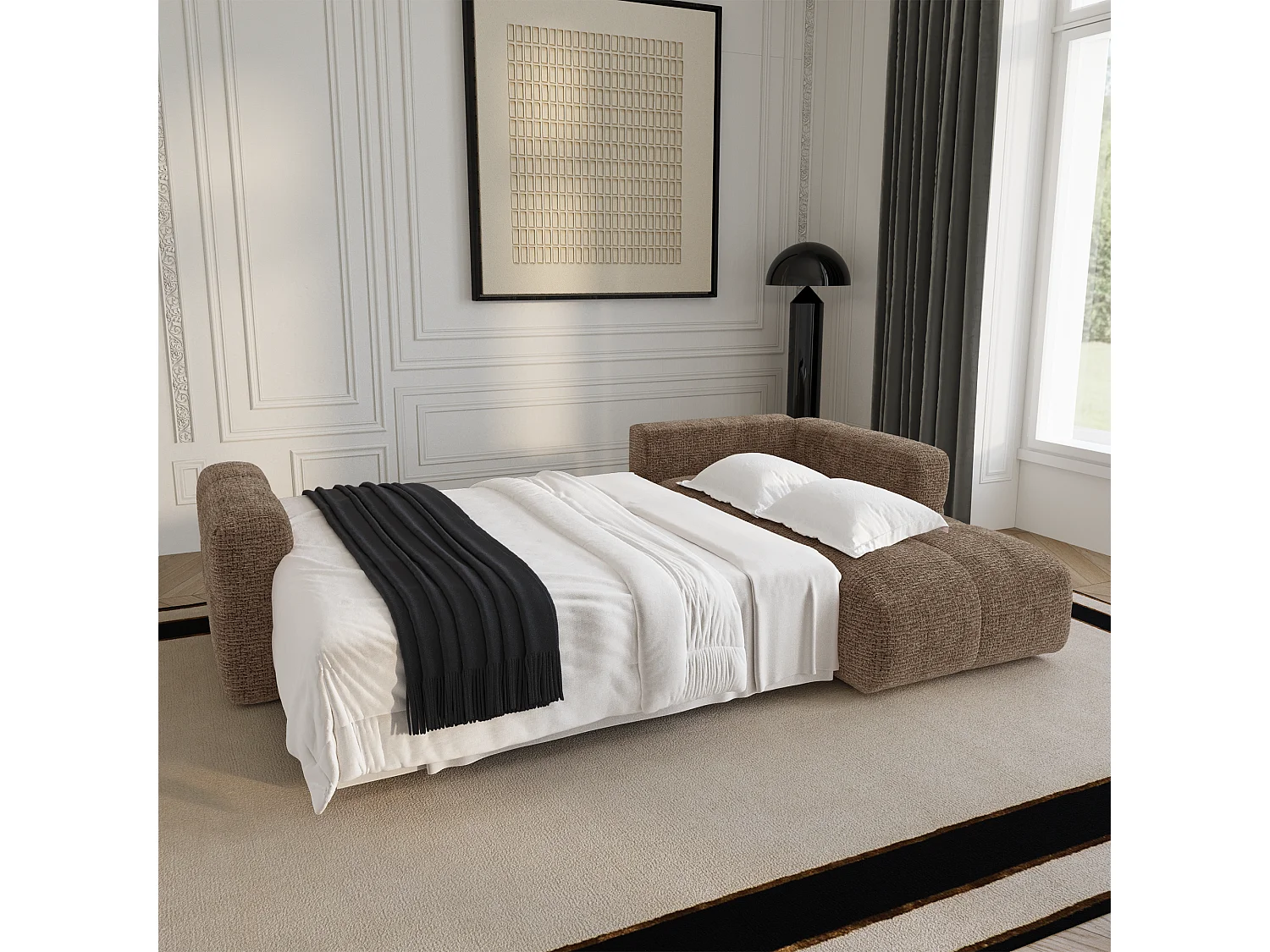 Canapé d'angle droit convertible avec coffre VIBE