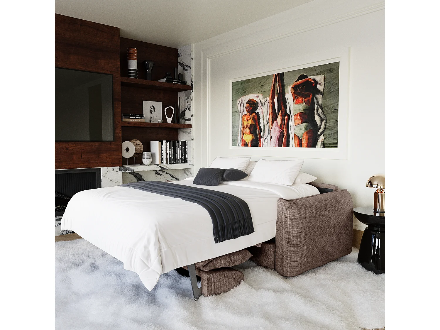 Canapé convertible express ICON en Velours gaufré