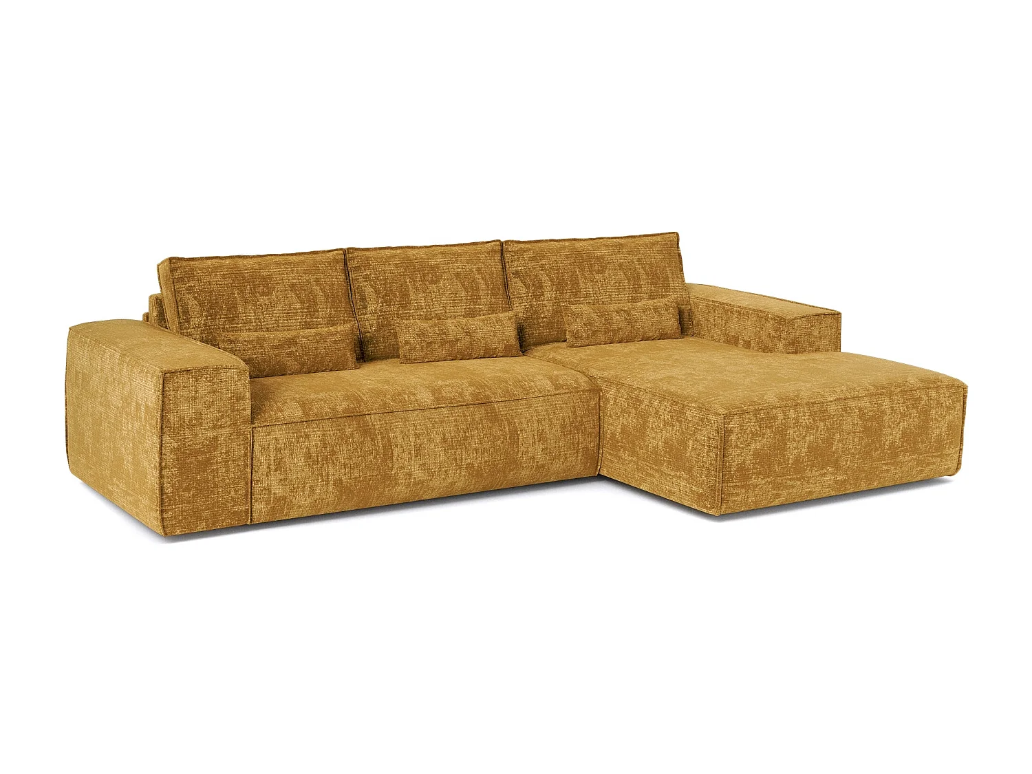 Canapé d'angle droit convertible express JUNE en Velours gaufré