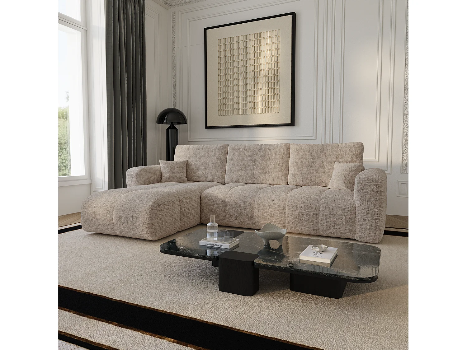 Canapé d'angle gauche convertible avec coffre VIBE