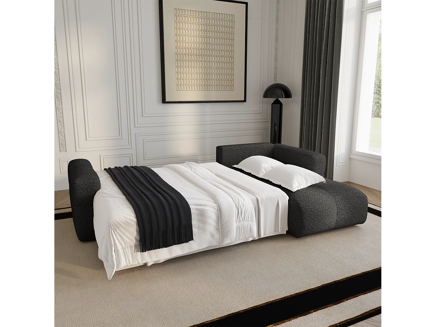 Canapé d'angle droit convertible avec coffre VIBE