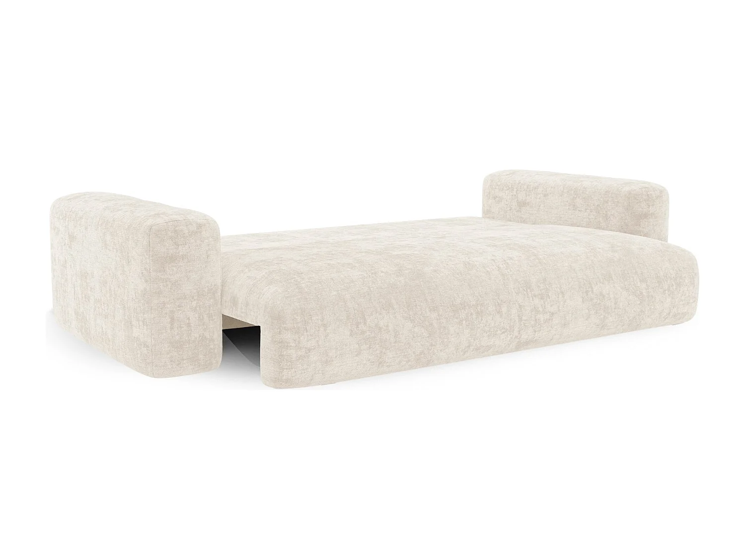 Canapé convertible avec coffre de rangement LIOR en Velours texturé Crème