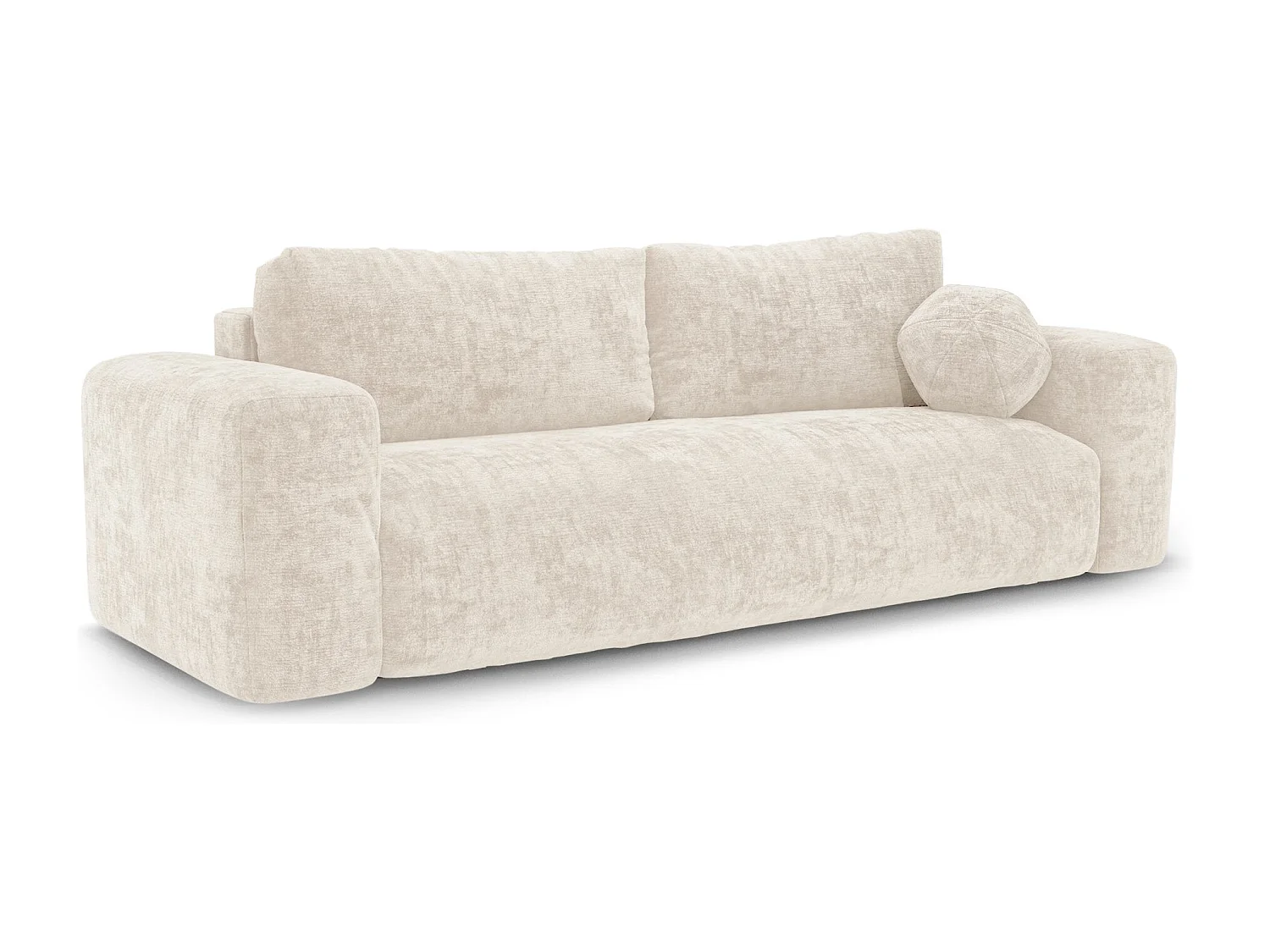 Canapé convertible avec coffre de rangement LIOR en Velours texturé Crème