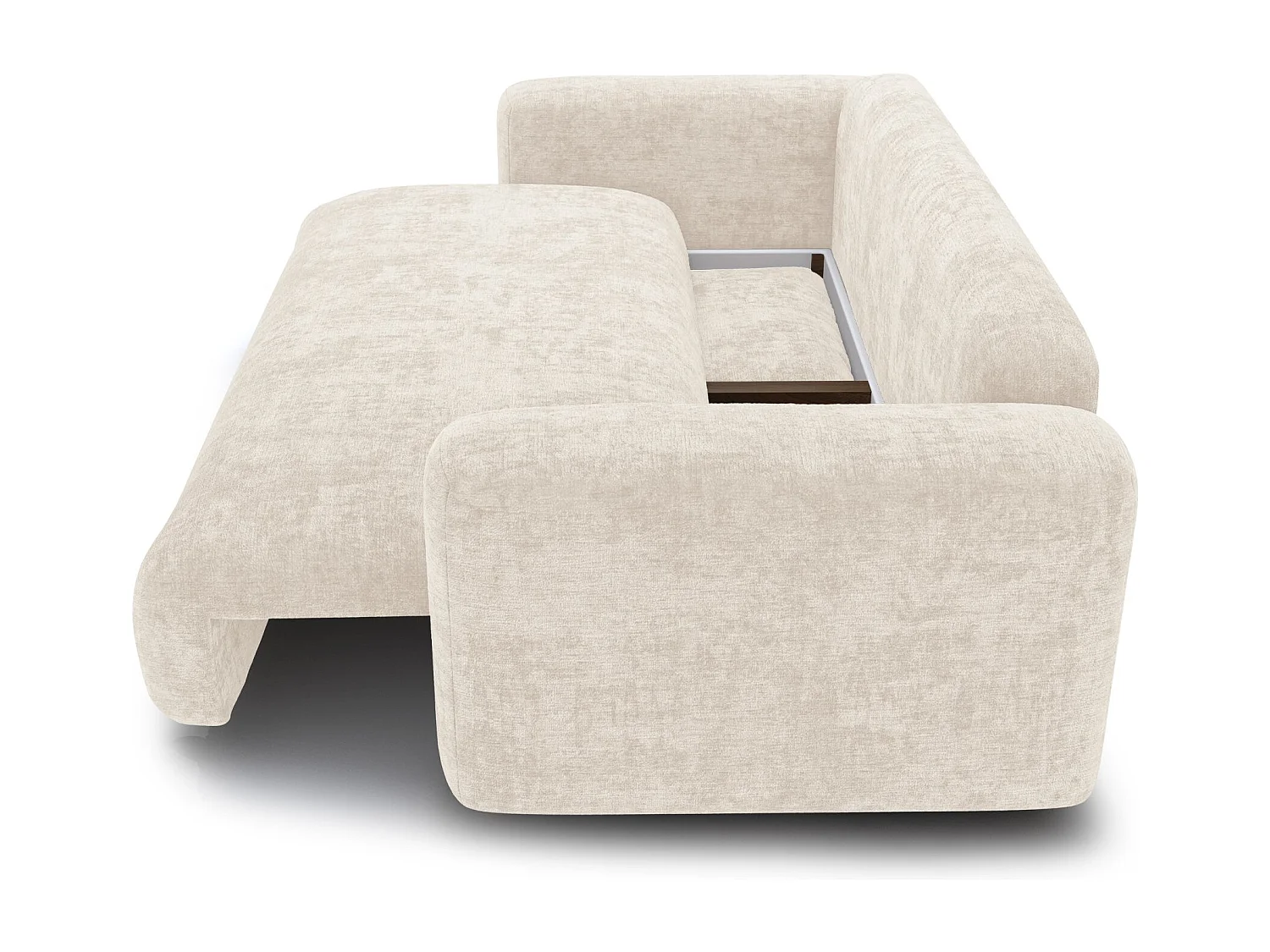 Canapé convertible avec coffre de rangement LIOR en Velours texturé Crème