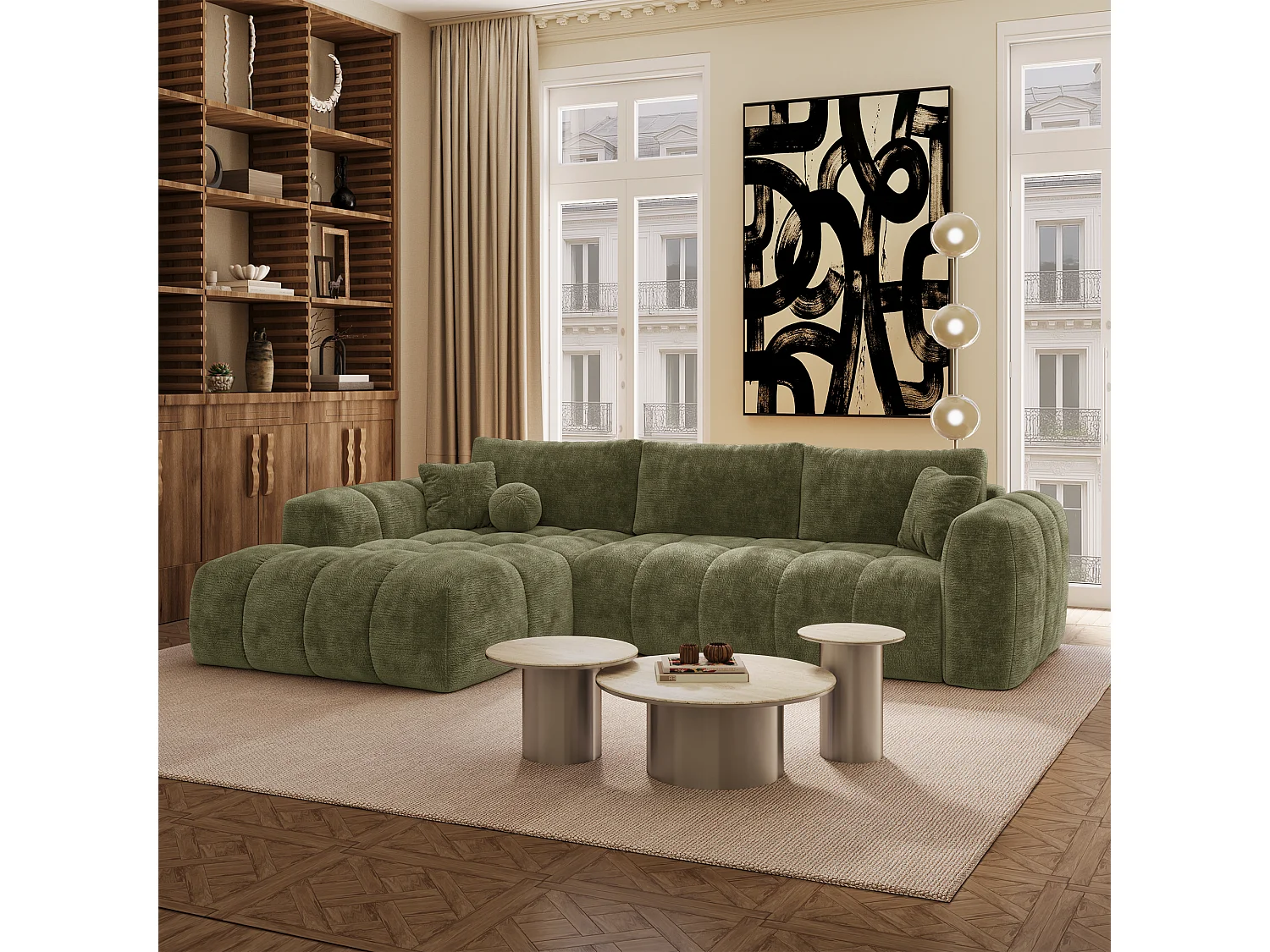 Canapé d'angle gauche convertible avec coffre SKY