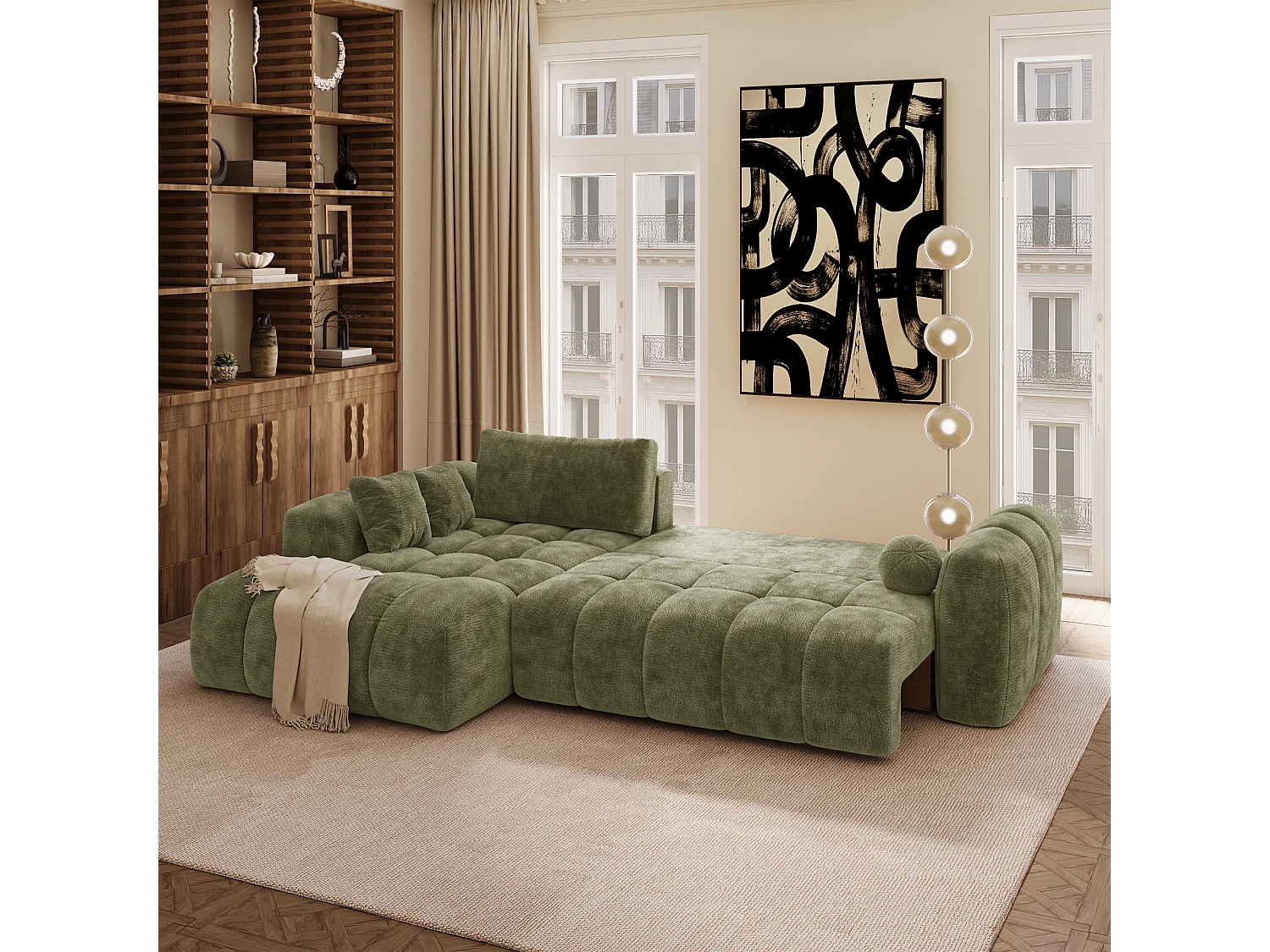 Canapé d'angle gauche convertible avec coffre SKY