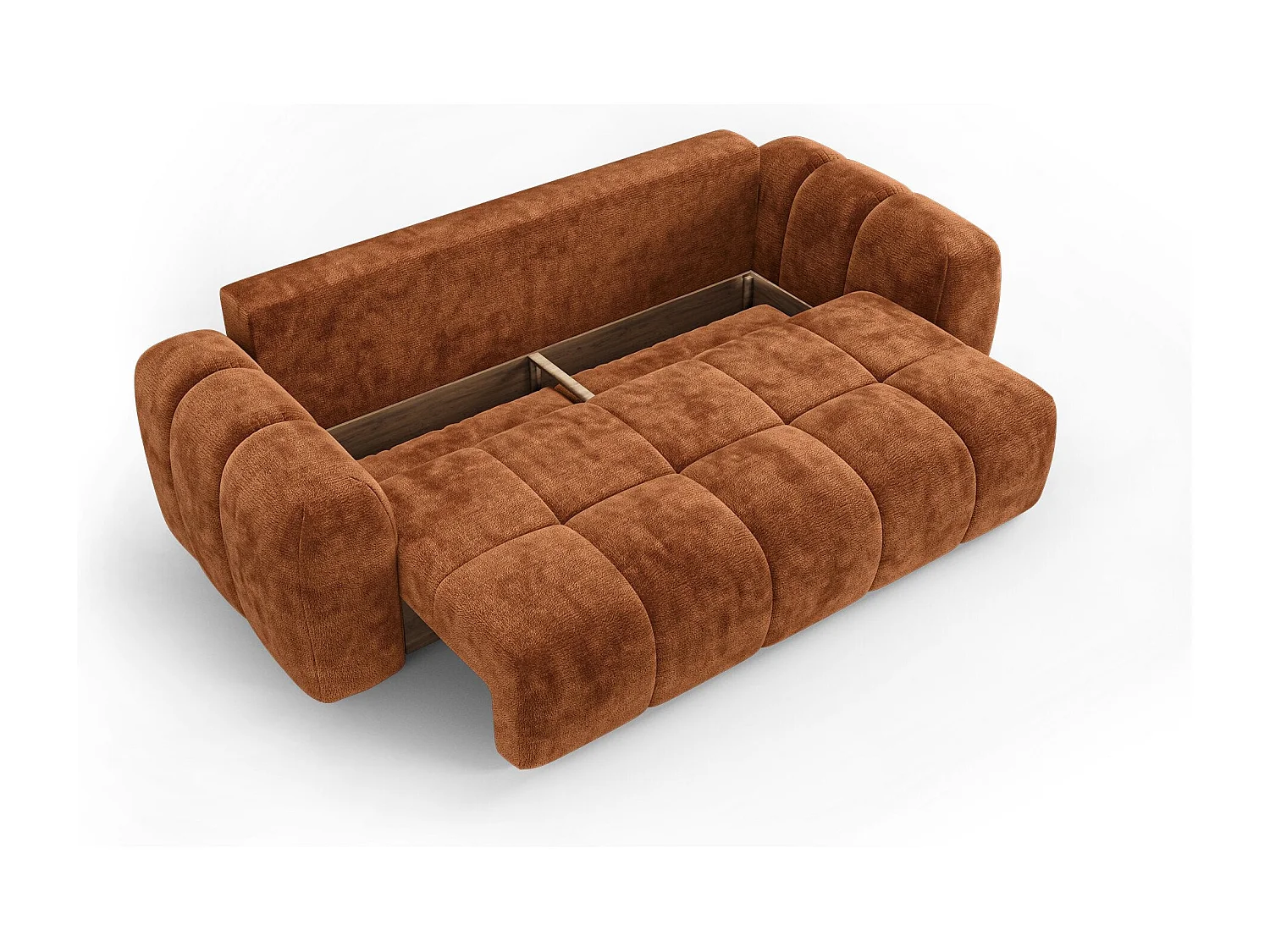 Canapé convertible avec coffre SKY en Velours gaufré