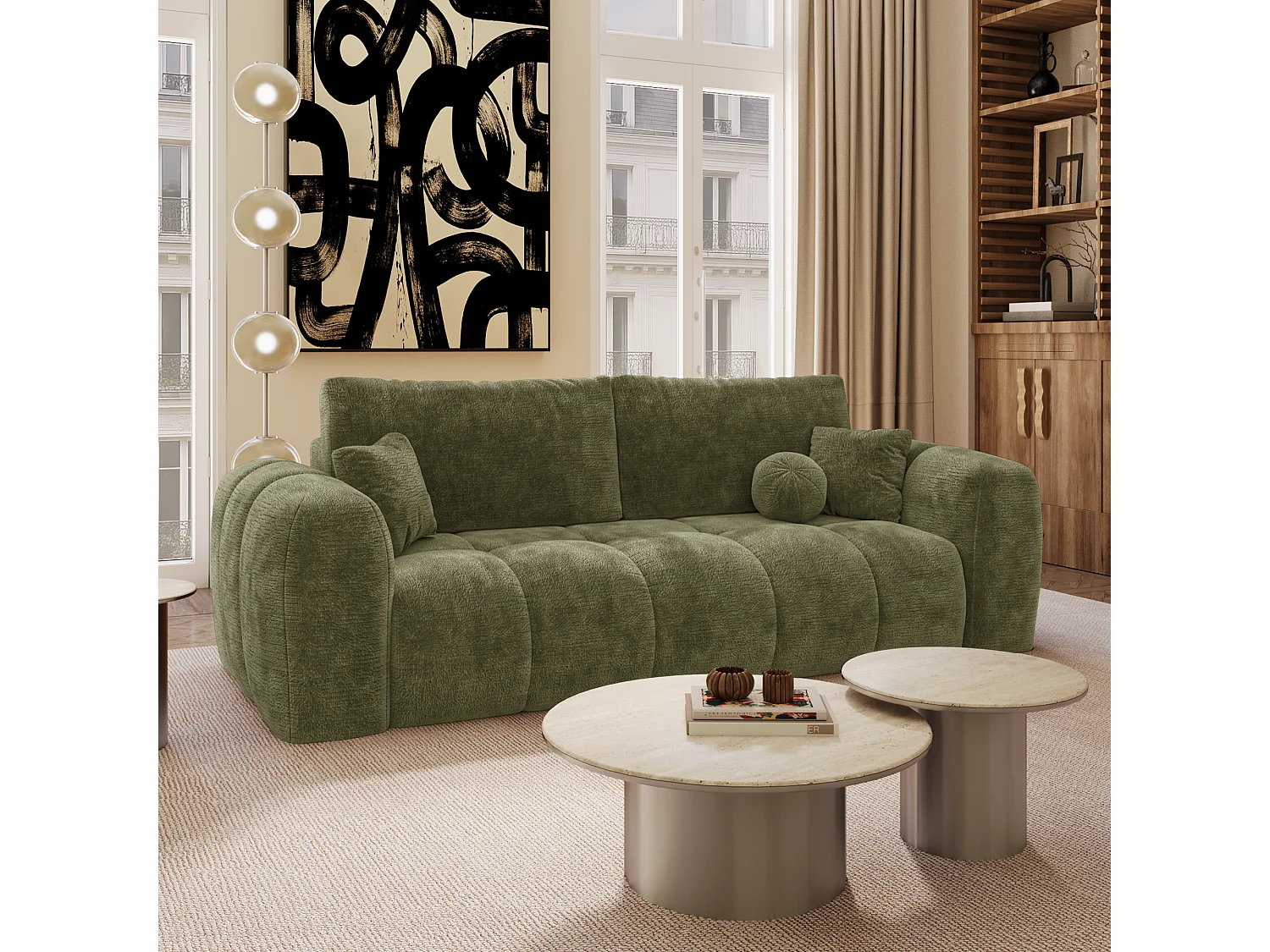 Canapé convertible avec coffre SKY en Velours gaufré