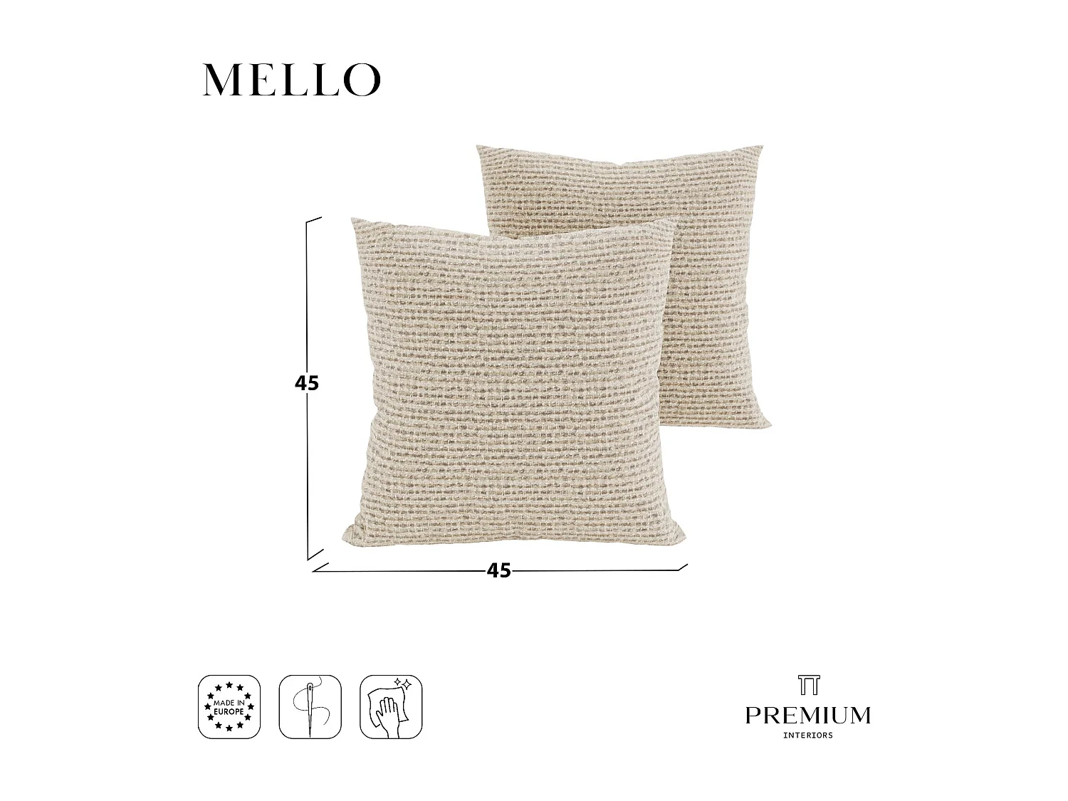 Lot de 2 coussins déco MELLO en Tissu effet tweed