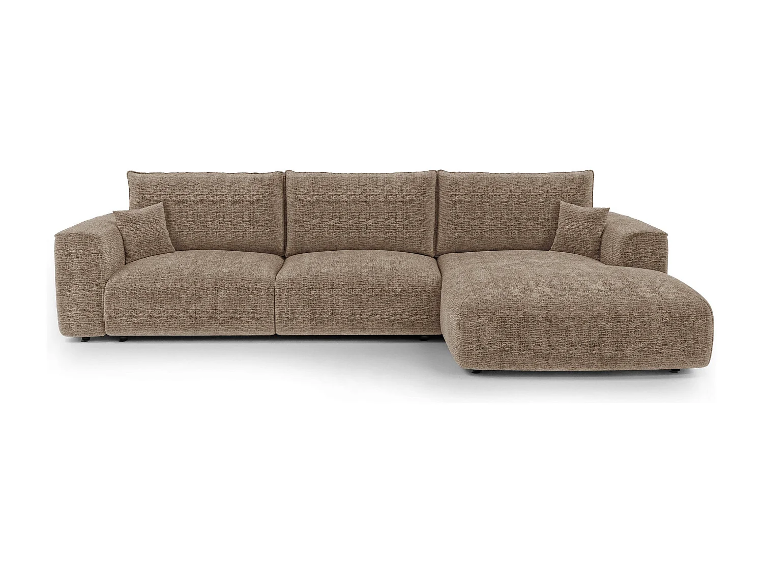 Canapé d'angle droit convertible avec coffre COMO en Tissu tramé  toucher doux