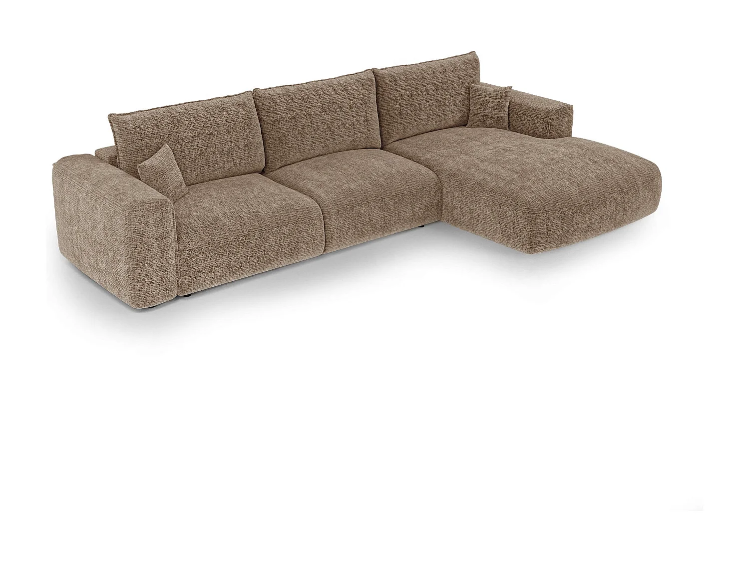 Canapé d'angle droit convertible avec coffre COMO en Tissu tramé  toucher doux