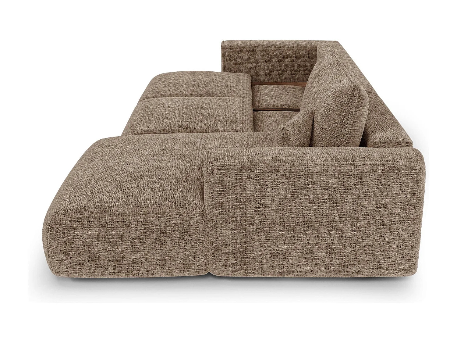 Canapé d'angle droit convertible avec coffre COMO en Tissu tramé  toucher doux