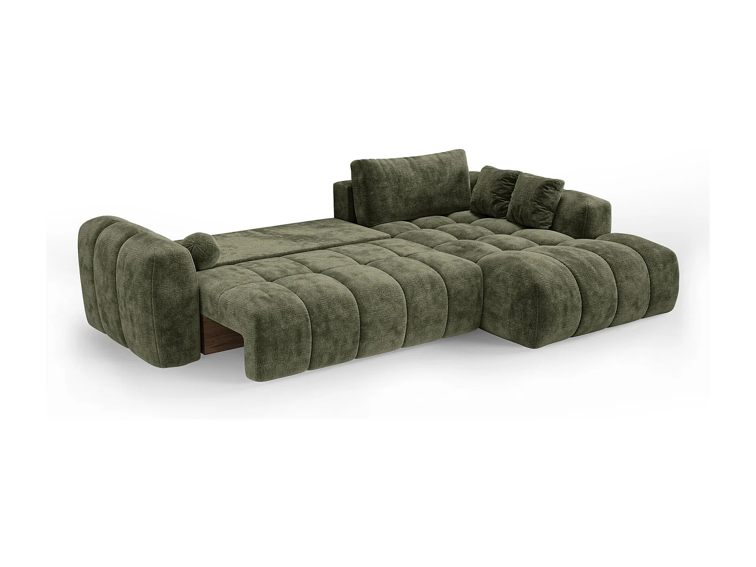 Canapé d'angle droit convertible avec coffre SKY en Velours gaufré