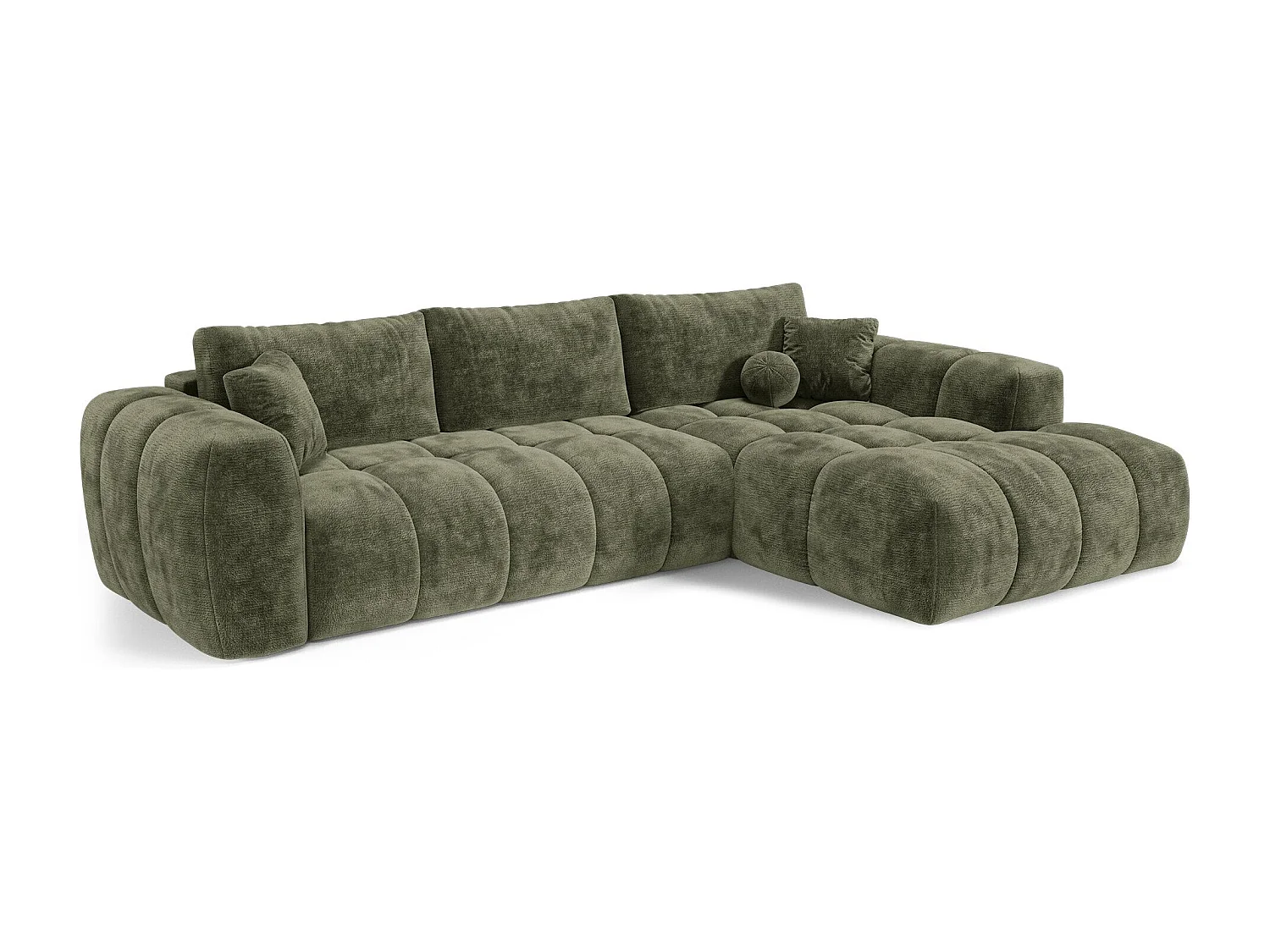 Canapé d'angle droit convertible avec coffre SKY en Velours gaufré