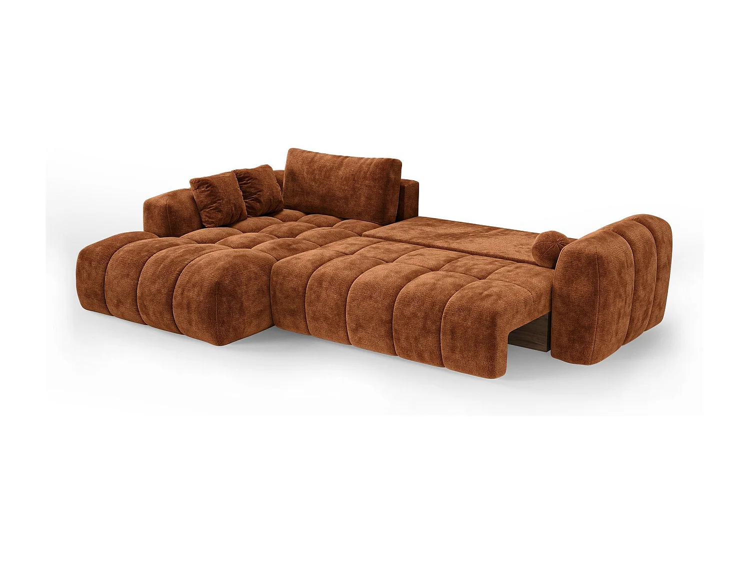 Canapé d'angle gauche convertible avec coffre SKY en Velours gaufré