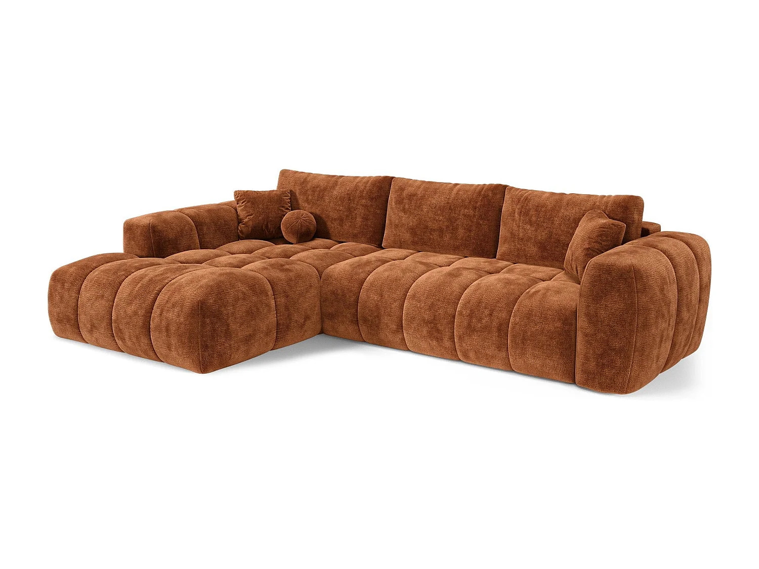 Canapé d'angle gauche convertible avec coffre SKY en Velours gaufré