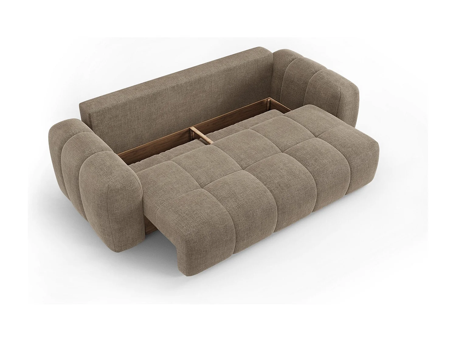 Canapé convertible avec coffre SKY en Tissu tramé Taupe