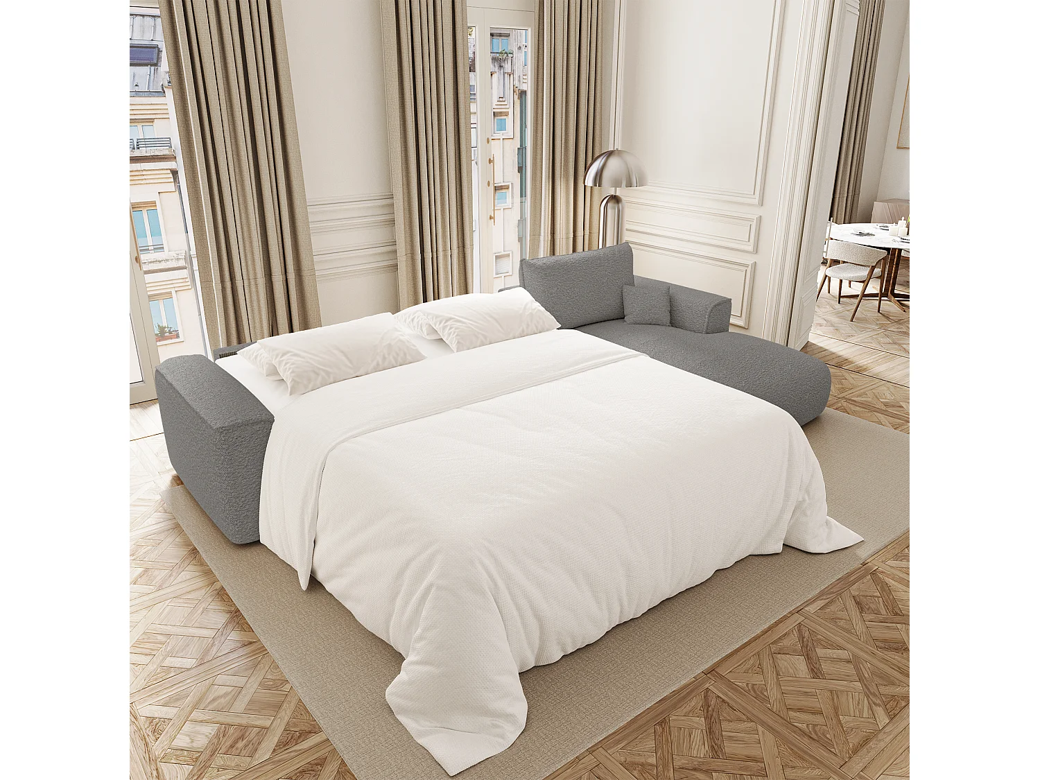 Canapé d'angle droit convertible express COMO