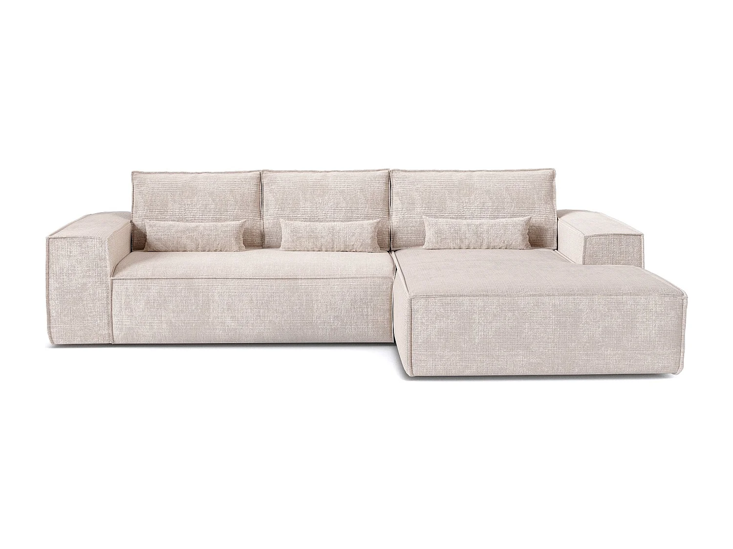 Canapé d'angle droit convertible express JUNE en Velours gaufré