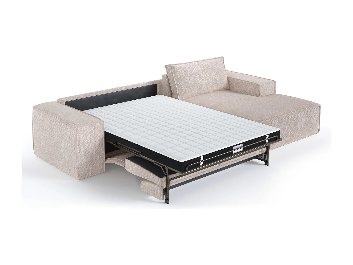 Canapé d'angle droit convertible express JUNE en Velours gaufré