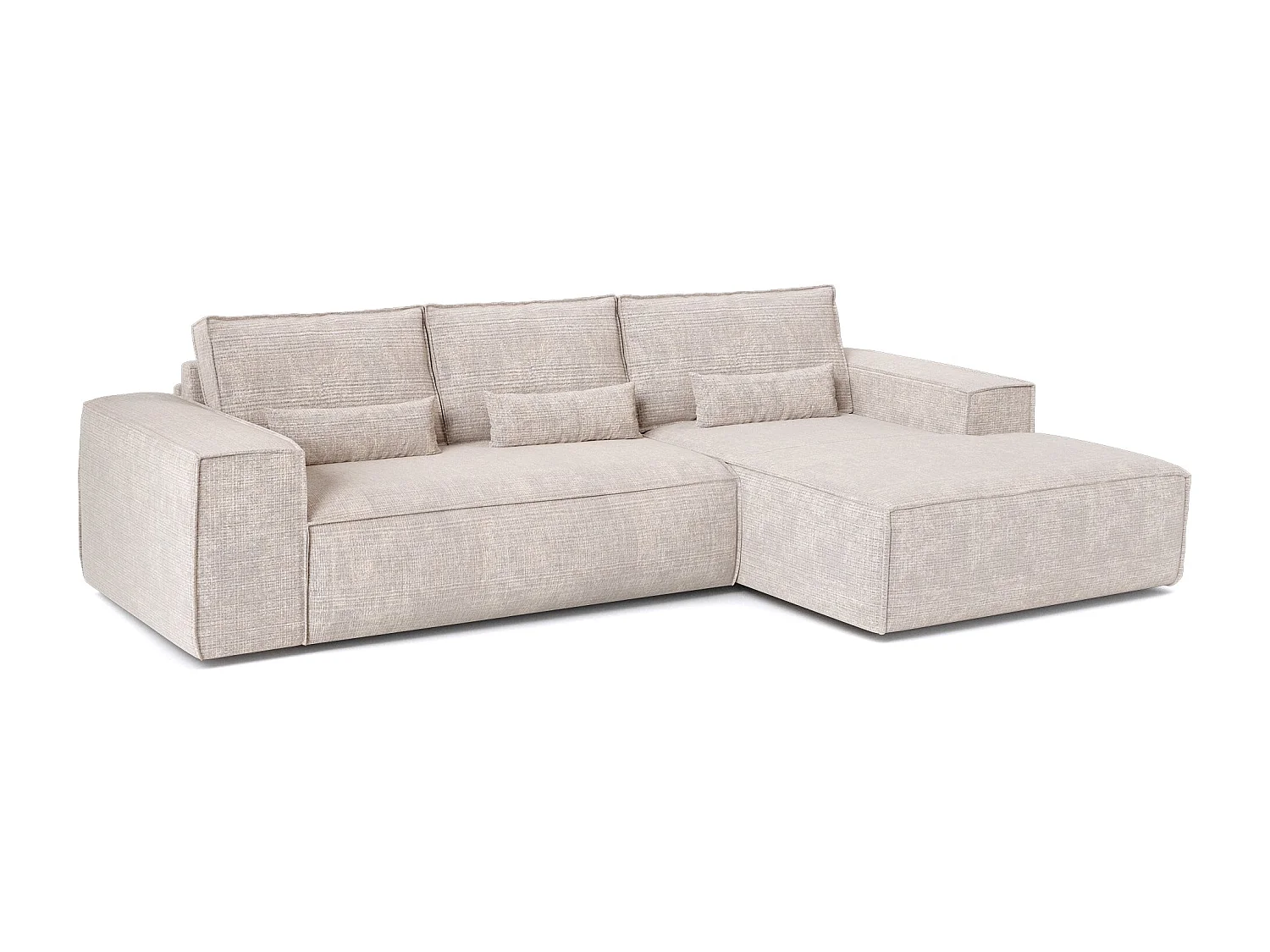 Canapé d'angle droit convertible express JUNE en Velours gaufré