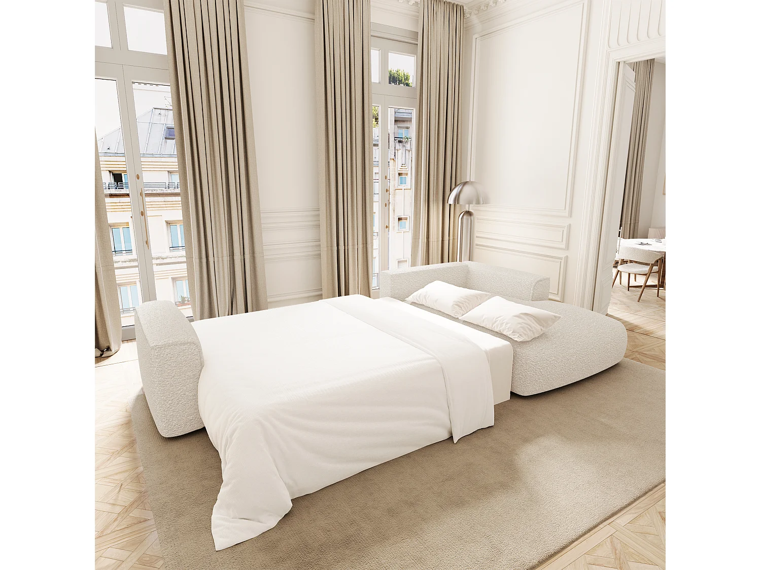 Canapé d'angle droit convertible avec coffre COMO