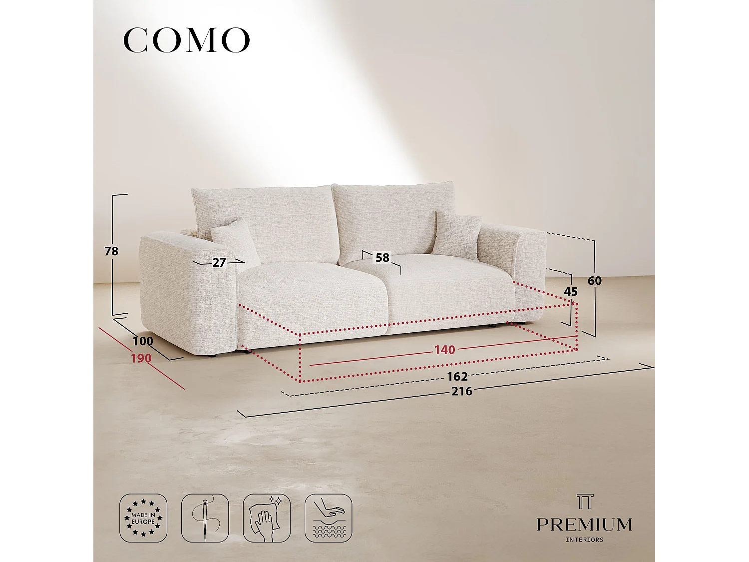 Canapé convertible express COMO en Tissu bouclette