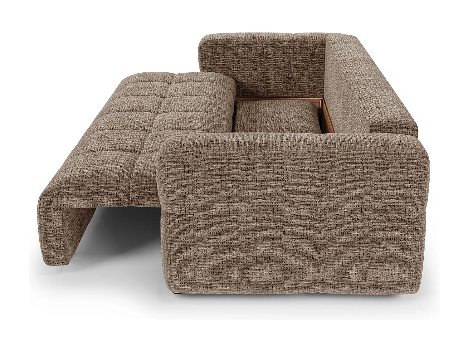 Canapé convertible avec coffre VIBE en Tissu tramé toucher doux