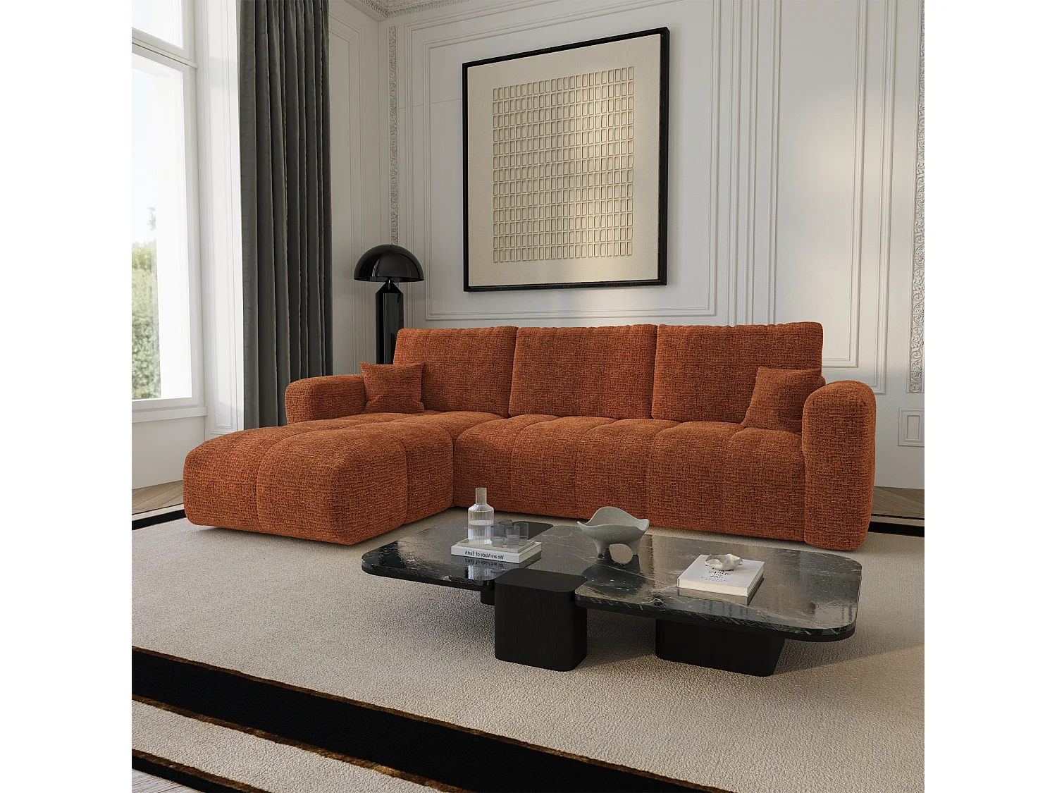 Canapé d'angle gauche convertible avec coffre VIBE