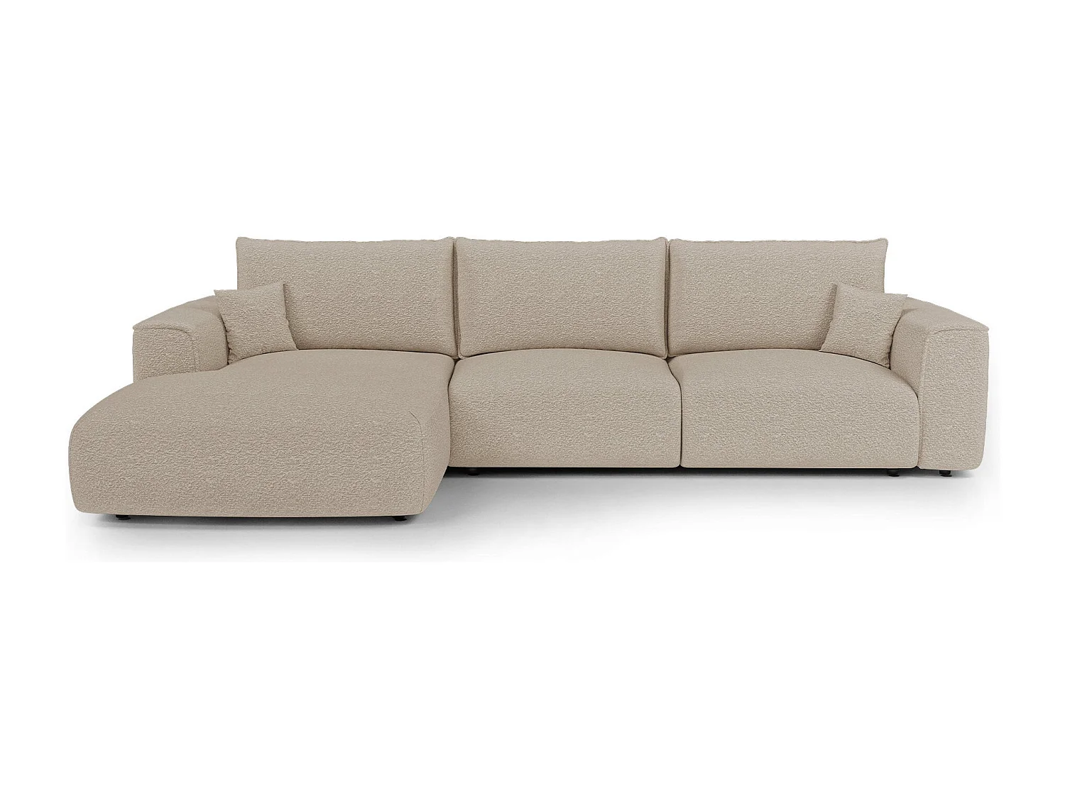 Canapé d'angle gauche convertible avec coffre COMO en Tissu bouclette