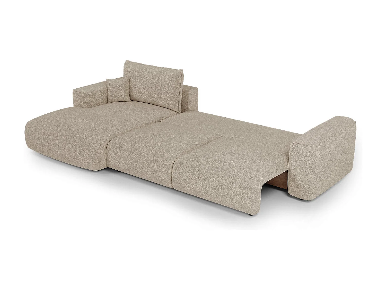 Canapé d'angle gauche convertible avec coffre COMO en Tissu bouclette