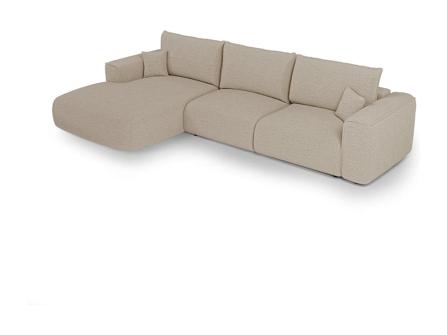 Canapé d'angle gauche convertible avec coffre COMO en Tissu bouclette