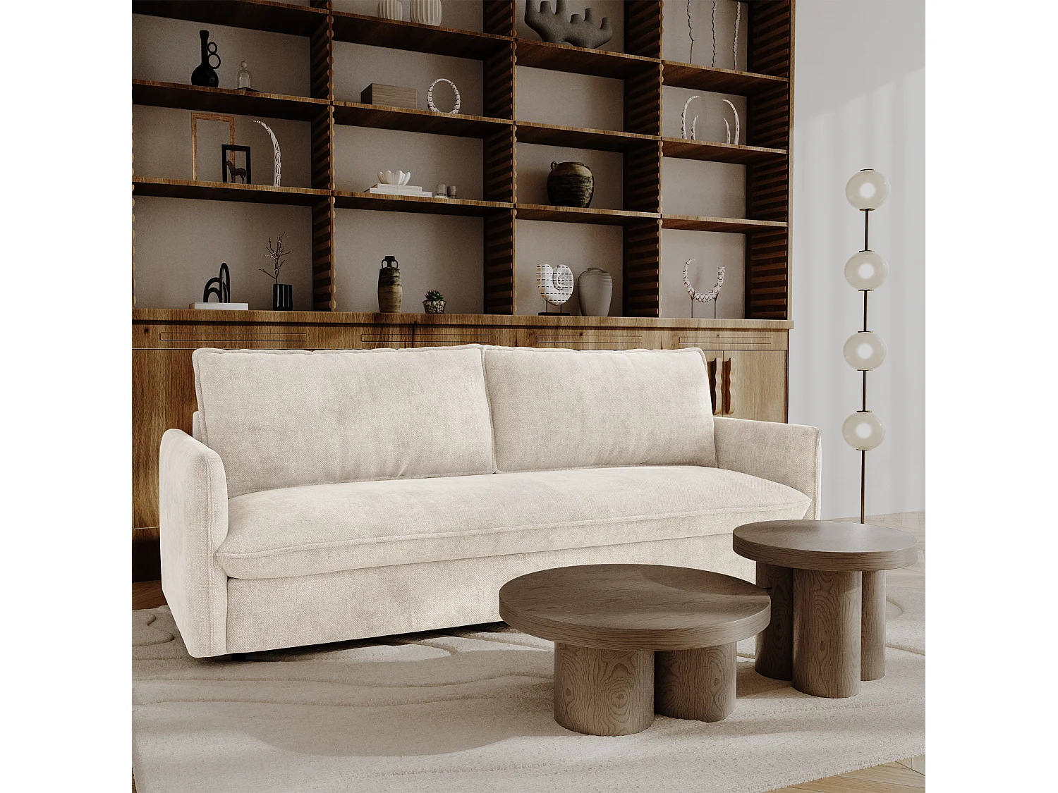 Canapé convertible express AVA en Tissu tramé Beige