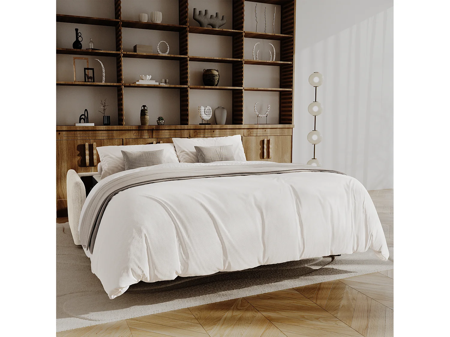 Canapé convertible express AVA en Tissu tramé Beige