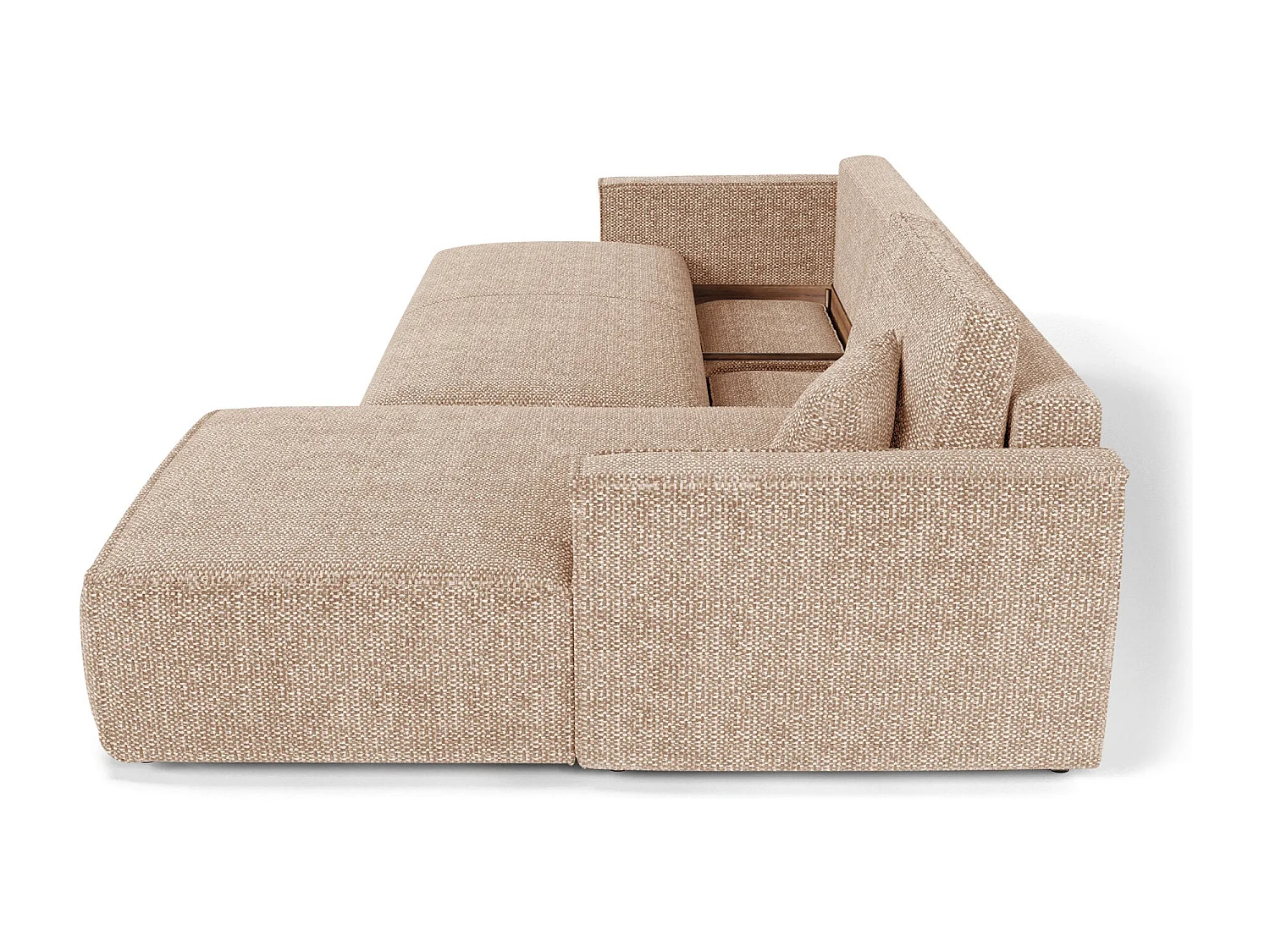 Canapé d'angle droit convertible avec coffre