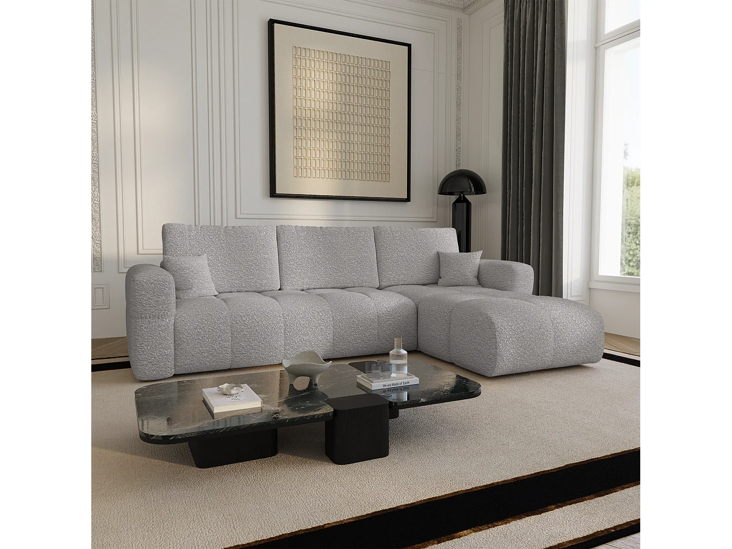 Canapé d'angle droit convertible avec coffre VIBE