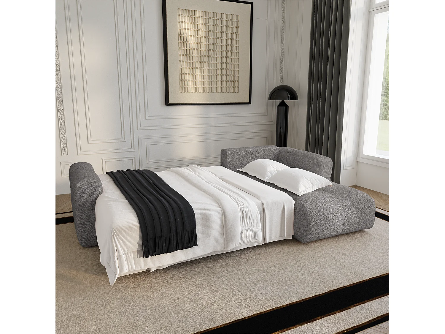 Canapé d'angle droit convertible avec coffre VIBE