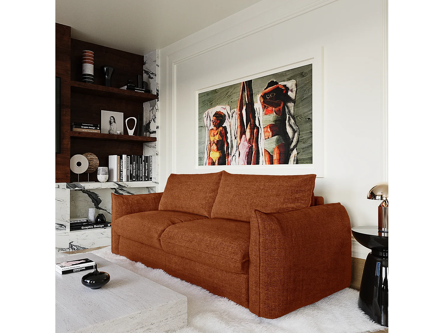 Canapé convertible express ICON en Velours gaufré