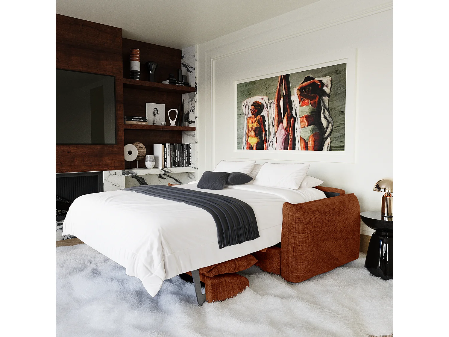 Canapé convertible express ICON en Velours gaufré