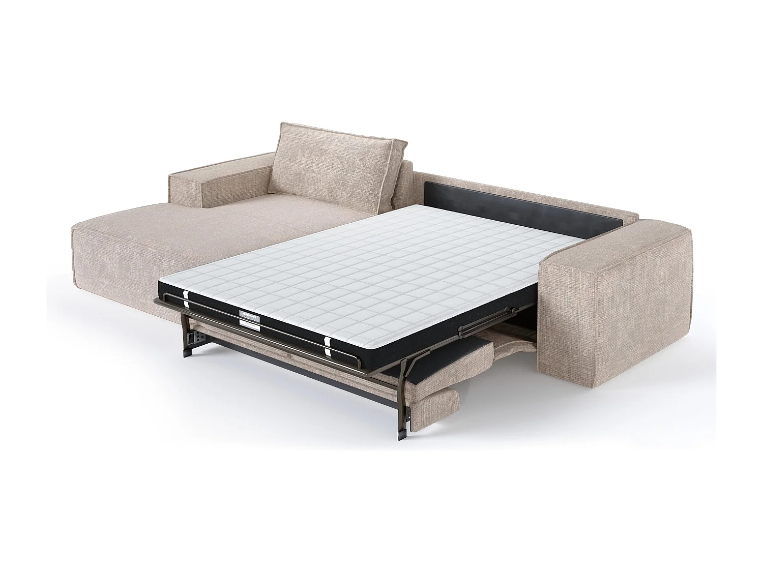 Canapé d'angle gauche convertible express JUNE en Velours gaufré