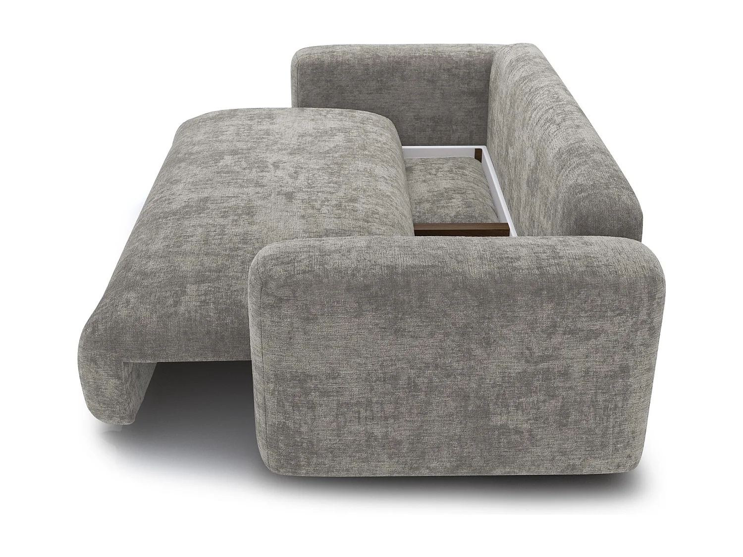 Canapé convertible avec coffre de rangement LIOR en Velours texturé Gris béton