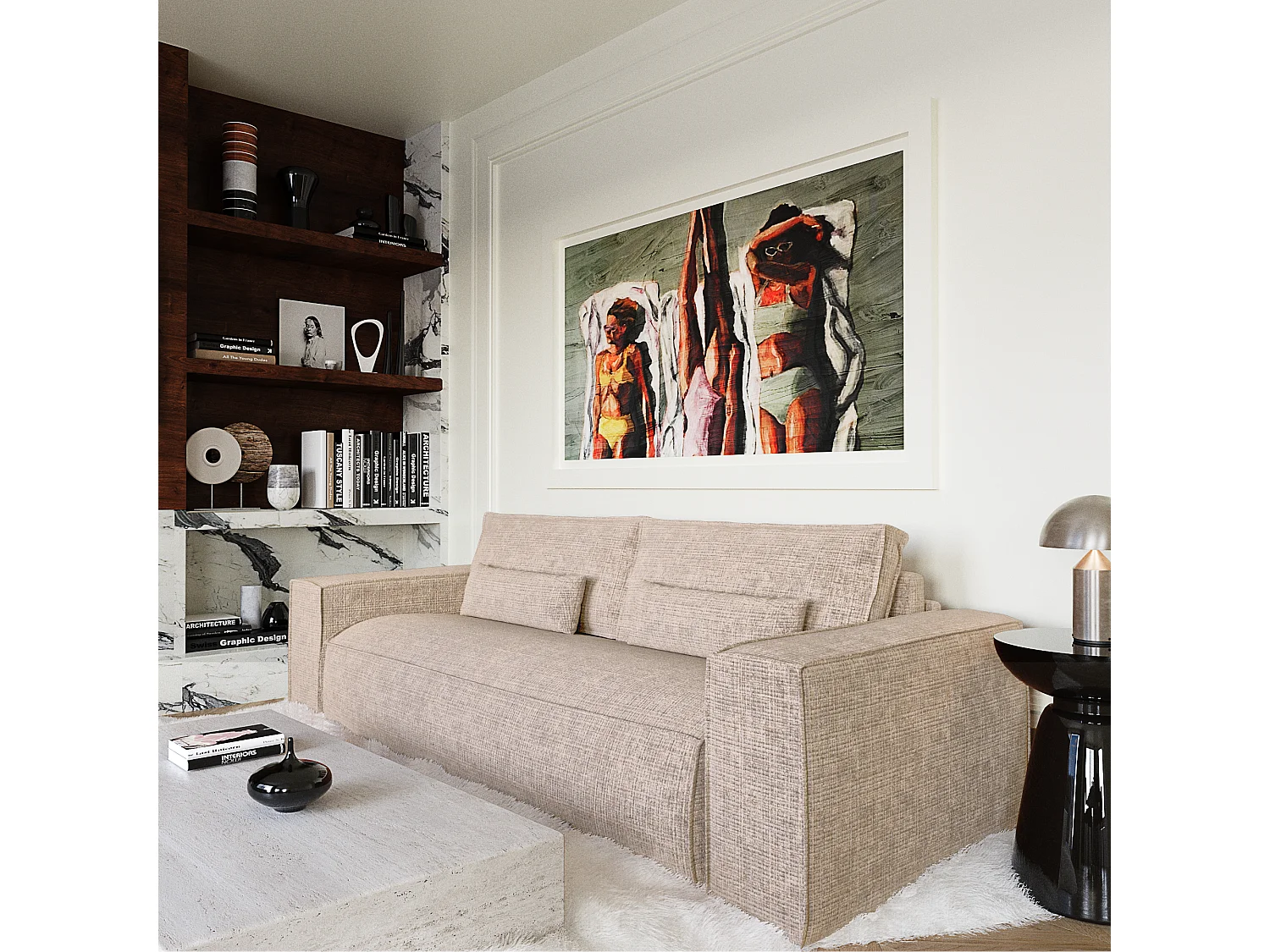 Canapé convertible express JUNE en Velours gaufré